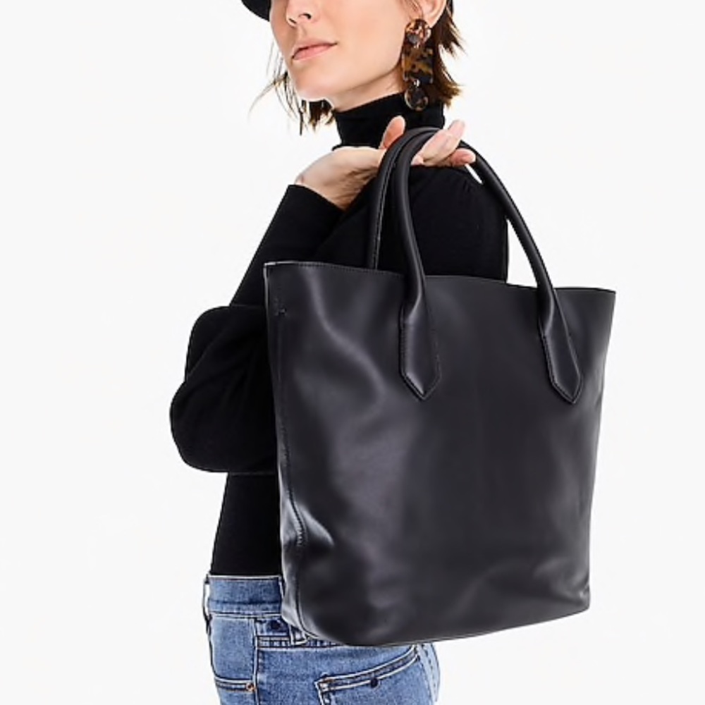 J Crew Harper Leather Tote Handbag Purse NEW - Picture 1 of 5